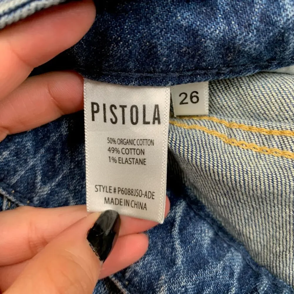 Pistola Jeans Womens 26 Blue Lennon High Rise Cropped Bootcut Raw Hem Stretch